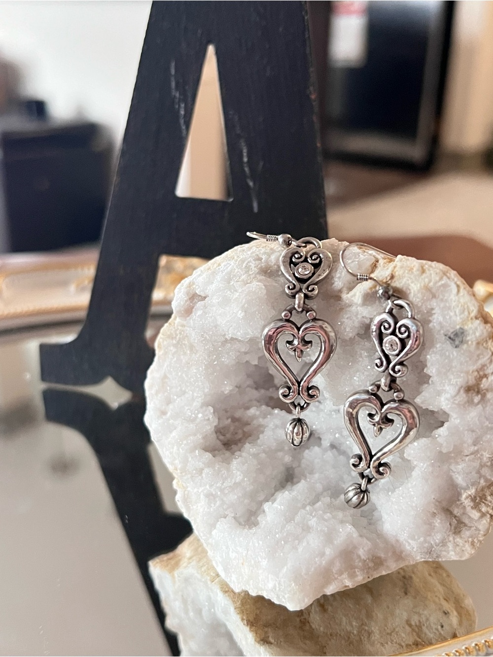Brighton French Wire Heart Scroll Earrings